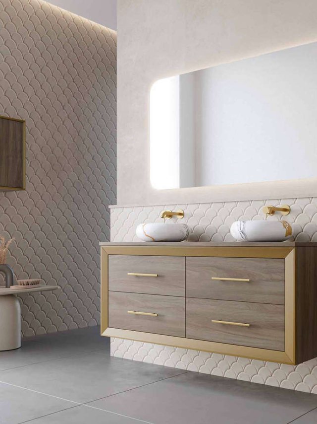 Colección L'Gant de Campoaras con marco dorado y doble lavabo