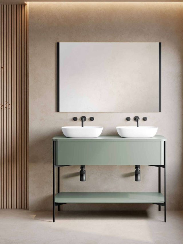 Colección Nexa de Campoaras en verde agua con estructura y balda