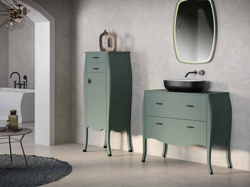 Consola cl&aacute;sica Sergio Luppi Panda en verde con lavabo negro