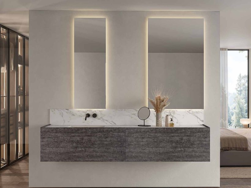 Mueble Sergio Luppi Strong Level con encimera de m&aacute;rmol y cajones organizados