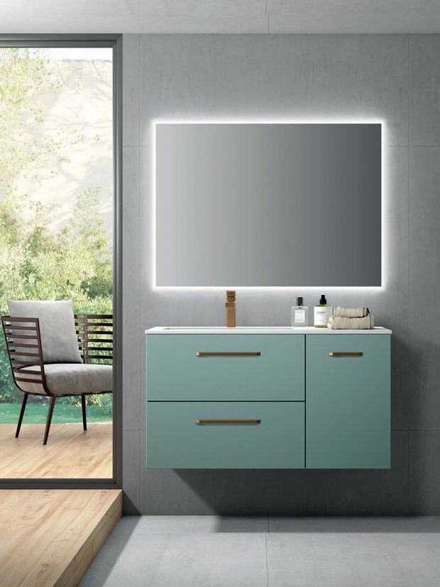 Mueble Bari de Standard Line en verde agua con tiradores dorados